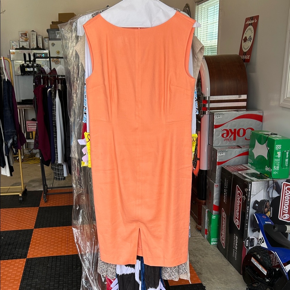 Ann Taylor Sleeveless Orange Midi Dress